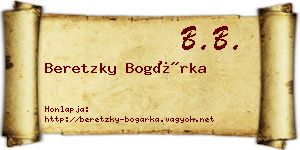 Beretzky Bogárka névjegykártya